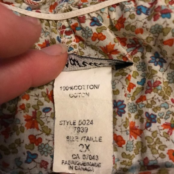 Cotton Ditsy Floral Peasant Blouse, Size 2X - Picture 4 of 11